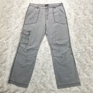 Nexus Cargo Pants Mens 36x34 Gray Straight Flat Front Light Wash